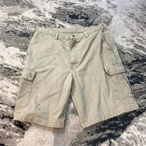 Vintage Red Kap Cargo Shorts Mens 36 Beige Cotton Utility Pocket Outdoor Camping